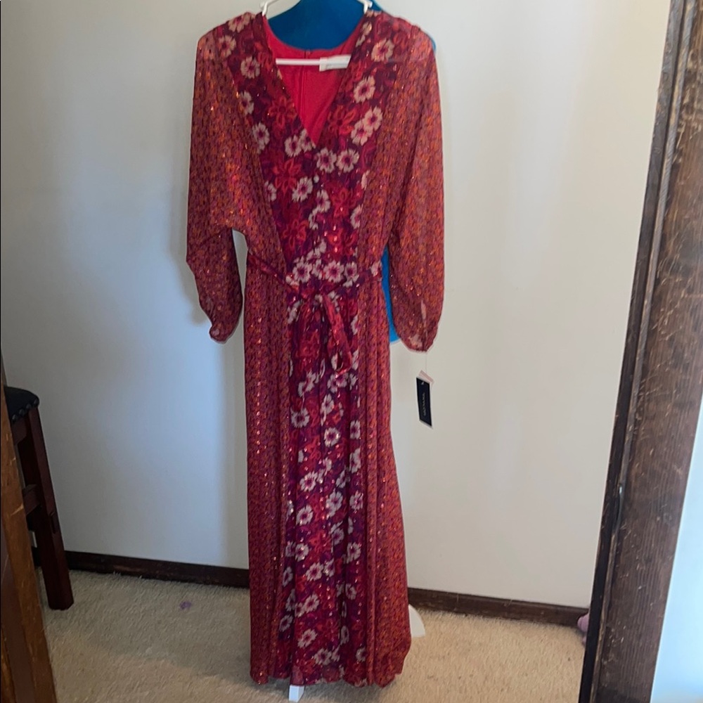 Taylor Red Floral Long Sleeve Dress